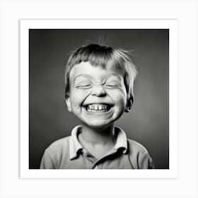 Portrait Of A Boy Laughing Art Print