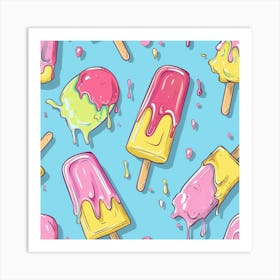 Seamless Pattern With Ice Cream 1 Art Print