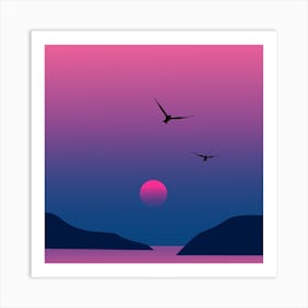 Pink Sunset Square Art Print