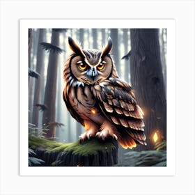 Owl In The Forest 17 Art Print