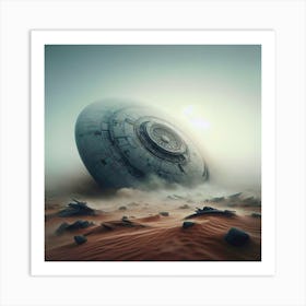 Fallen 3/4 (spaceship ufo crashed dessert alien sci-fi accident buried) Art Print