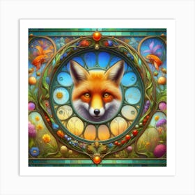 Fox In A Window 1 Art Print