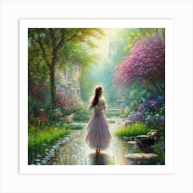 Girl In A Garden 1 Art Print