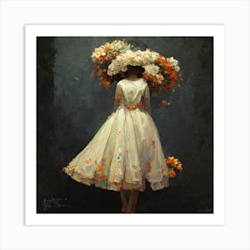 The Floral Dress Square Art Print
