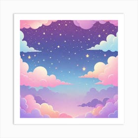 Sky With Twinkling Stars In Pastel Colors Square Composition 148 Art Print