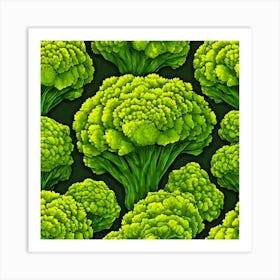 Seamless Pattern Of Broccoli 5 Art Print