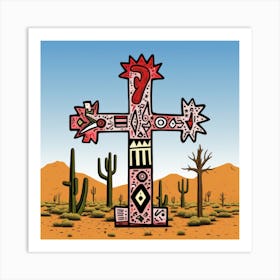 Cross In The Desert Art Print