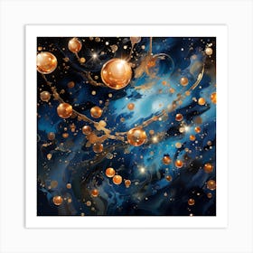 Gold Spheres In Space Art Print