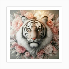 Furry head of a Tiger Art Print