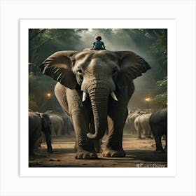 Elephants In The Jungle Art Print