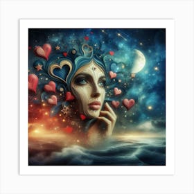 Ethereal Woman With Heart Art Print