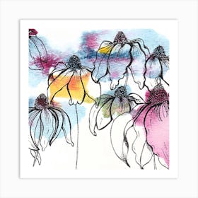 Watercolor Echinacea Art Print