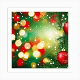 A Festive Greeting Card Photo Design Featuring A Sparkling Gold Framed Tree Branch Captured In Vivi 2 1 Art Print