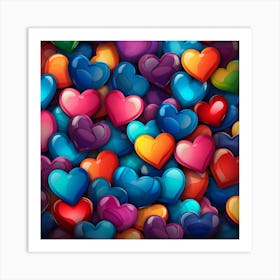 Colorful Hearts Background 3 Art Print