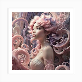 Girl With Pink Hair 2 Art Print