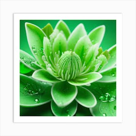 Green Lotus Flower Art Print