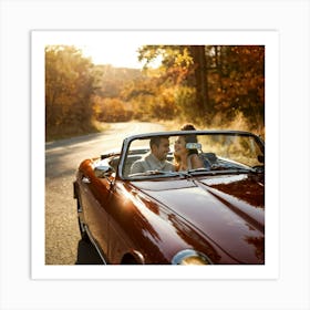 Couple In A Convertible 1 Art Print