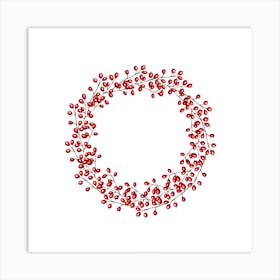 Christmas Wreath With Red Berries Art Print