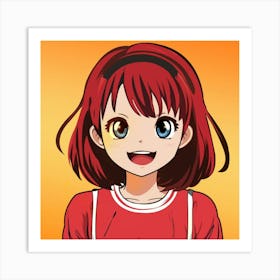 Anime Girl With Red Hair Art Print