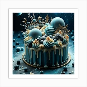 Blue Cake With Stars Art Print