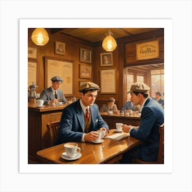 Two Men In A Coffee Shop Art Print