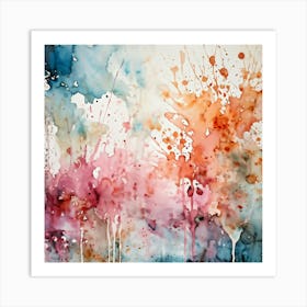 Artistic Grunge Pattern Stands Out In A Retro Watercolor Paint Stained Hues Merging And Contrasting Art Print