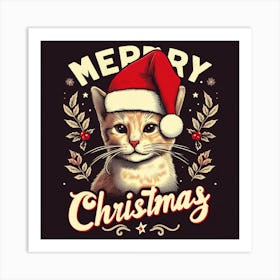 Merry Christmas Cat Art Print