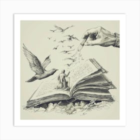 Book And Birds Art Print