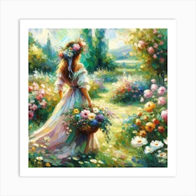 Girl In The Garden On A Sunny Day Art Print Art Print