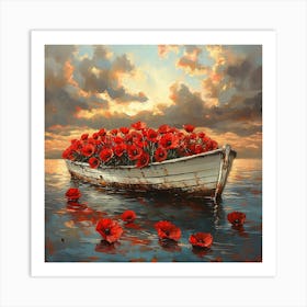 Poppies In The Boat Art Print