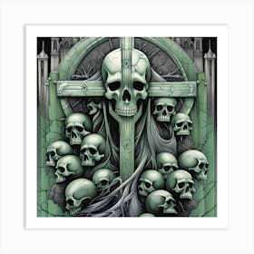 Skulls And Cross 2 Art Print