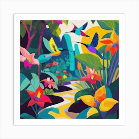 Hummingbirds In The Jungle Art Print