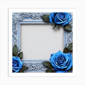 Blue Roses In A Frame Art Print