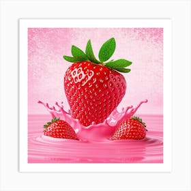 Strawberry Splash Art Print