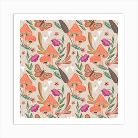 Mushrooms Red Pattern Art Print