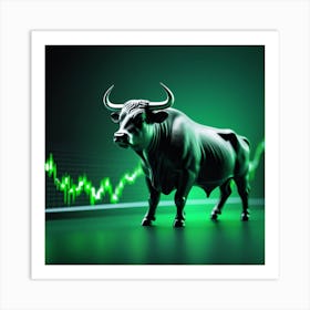 Stock Market Bull Market Trading Up Trend Of Graph Green Background Rising Price 4 Art Print