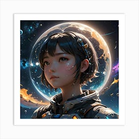 Anime Girl In Space Art Print