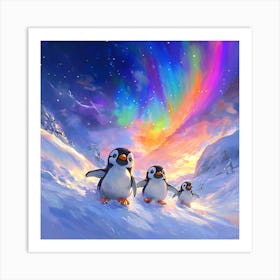 Penguins In The Snow 8 Art Print