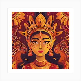 Durga Puja Themed Banner Texture With Goddess Du 17 Art Print