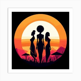 Silhouette Of African Women Art Print