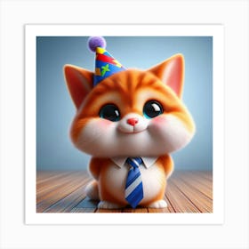 Birthday Cat Art Print