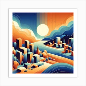 Abstract City Skyline 3 Art Print