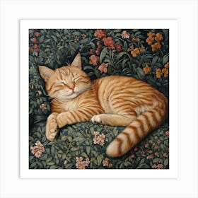 Cat Sleeping Art Art Print