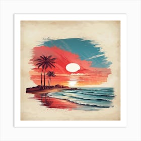 Sunset At The Beach Art Print