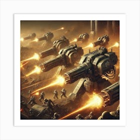 Siege Cannons Supporting Infantry Advances Art Print