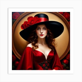 Lady In Red Dress 2 Art Print
