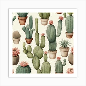 Cactus Pattern Art Print