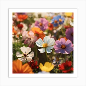 Cosmos Flowers Art Print