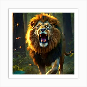 Lion In The Forest Art Print