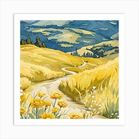 Yellow Flowers In The Meadow Art Print